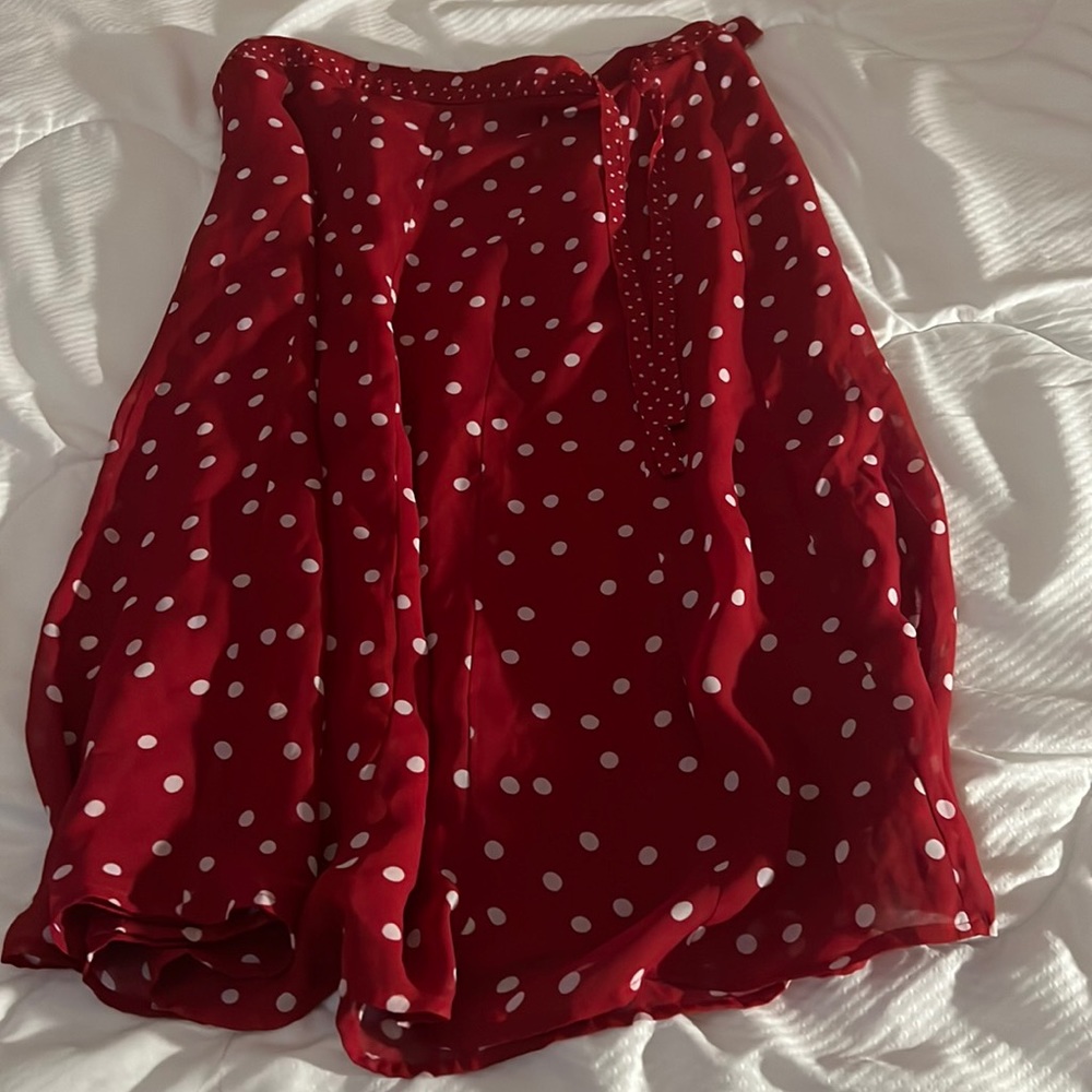 Woman  summer red and white poker dot skirt